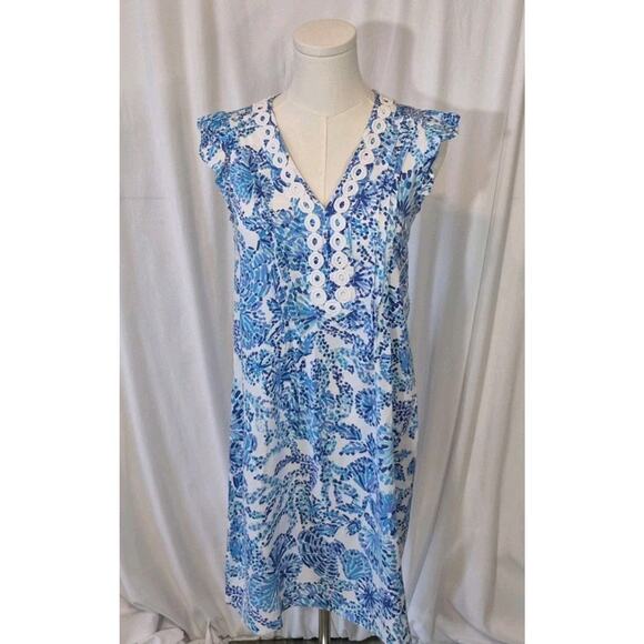 Lilly Pulitzer Turquoise Oasis Shell Me You Love Me Joan Tunic Dress XXS - Picture 2 of 6